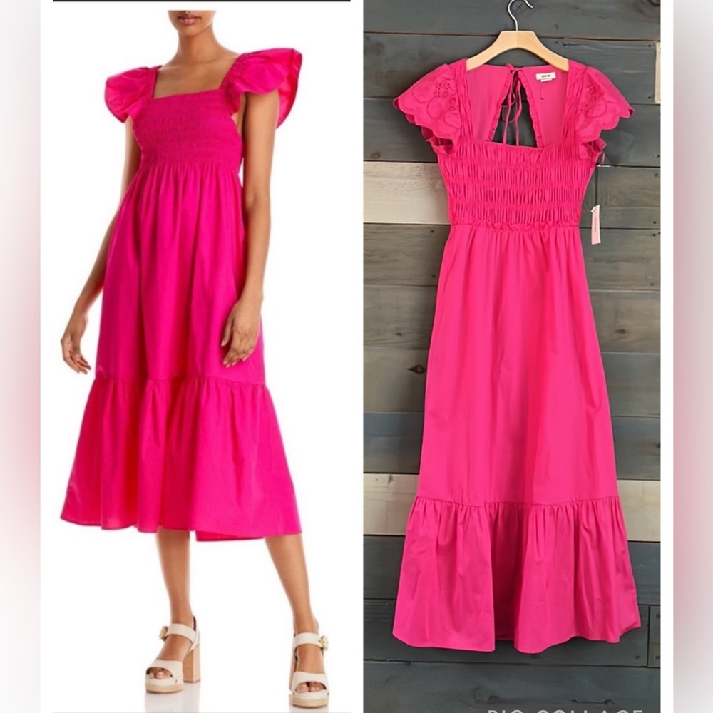 Jason Wu Bright Pink Maxi Dress with Ruffled Sleeves